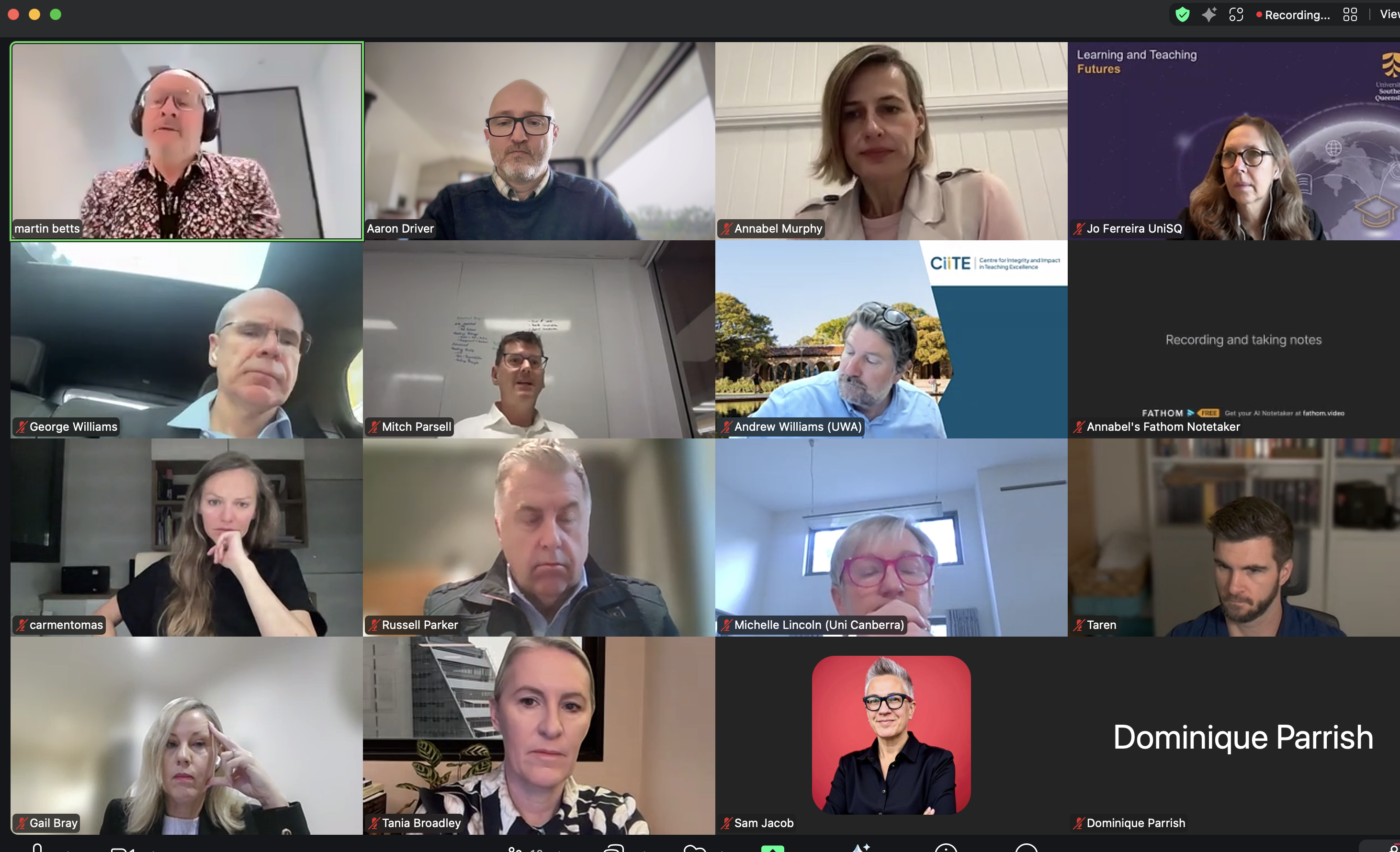 Coalition members on a video call, including Martin Betts and Aaron Driver